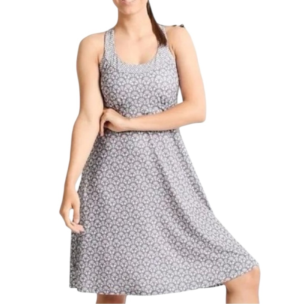 Prana Cali Performance Athletic Dress Size Medium Moonrock Botanica Gray Print